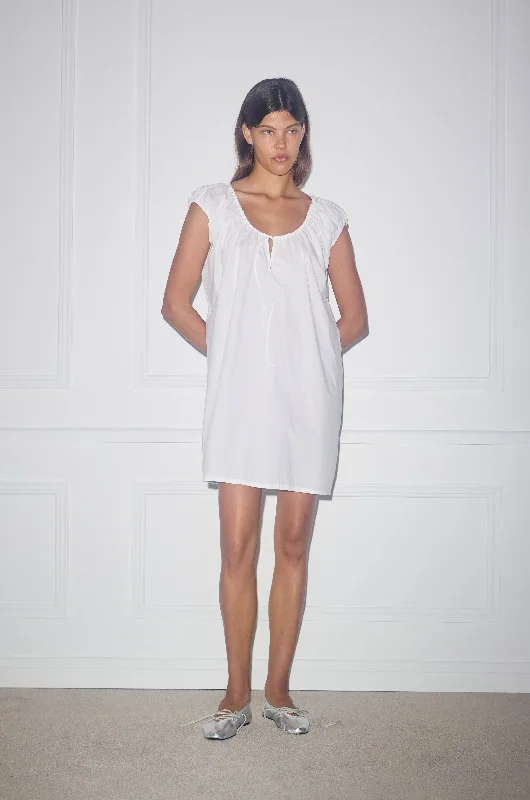 Capped Sleeve Dress - White