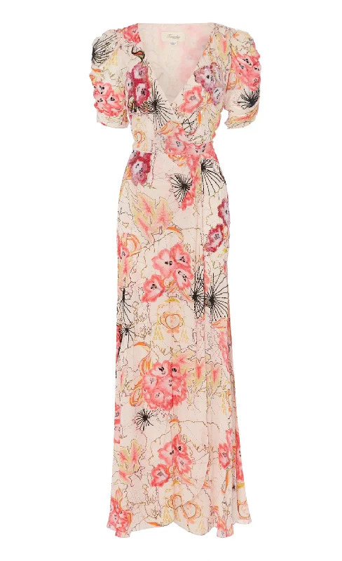 Chessie Print Wrap Dress - Rosewater