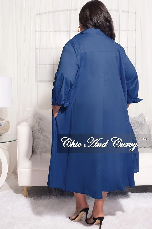 Final Sale Plus Size Hi-Low Shirt Dress in Indigo