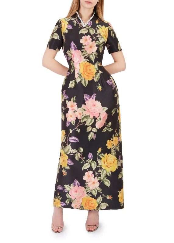 Floral High Neck Gown