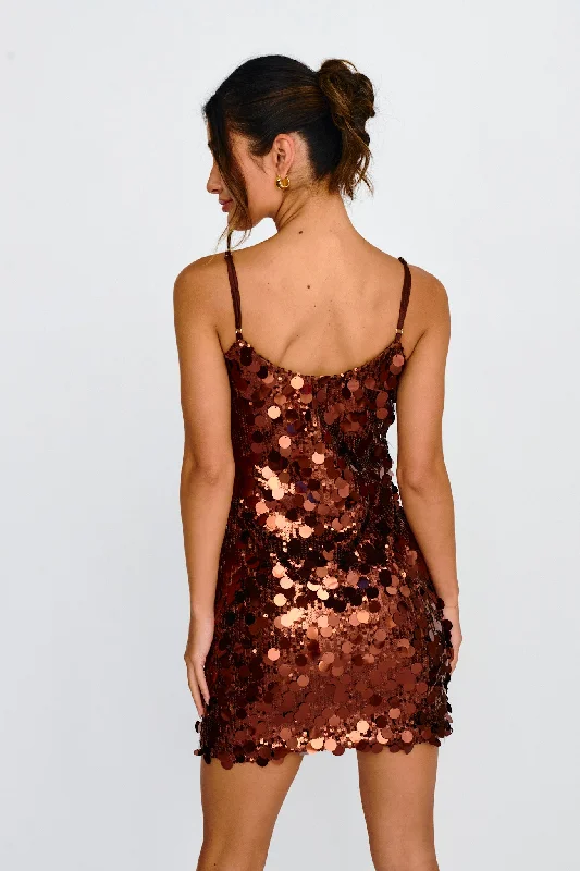 Moon Dust Sequin Mini Dress Copper