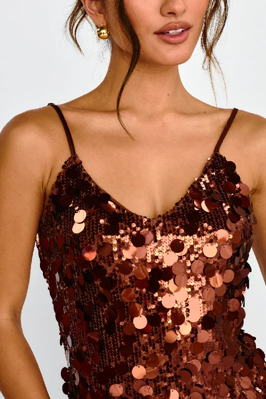 Moon Dust Sequin Mini Dress Copper