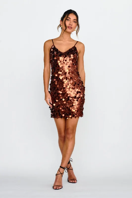 Moon Dust Sequin Mini Dress Copper