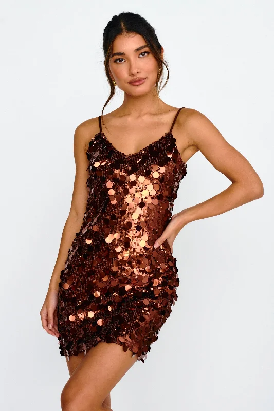 Moon Dust Sequin Mini Dress Copper