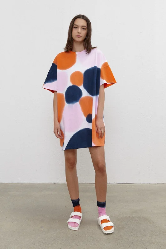 River Mini Shift T-Shirt Dress Orange/Navy/Pink