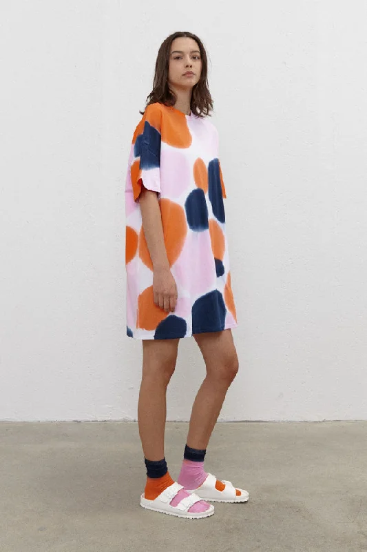 River Mini Shift T-Shirt Dress Orange/Navy/Pink