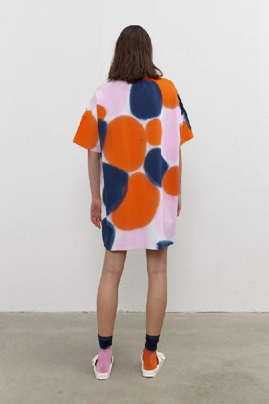 River Mini Shift T-Shirt Dress Orange/Navy/Pink