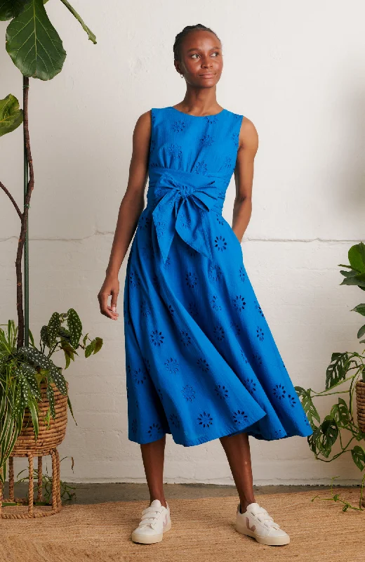 Roberta Floral Broderie Brilliant Blue Dress