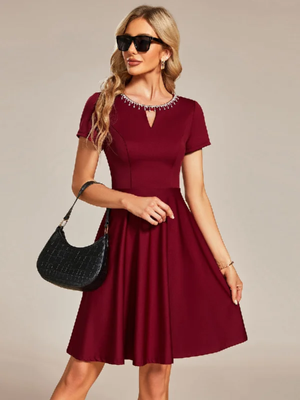 Round Neck Rhinestone Mini Wholesale Homecoming Cocktail Dresses