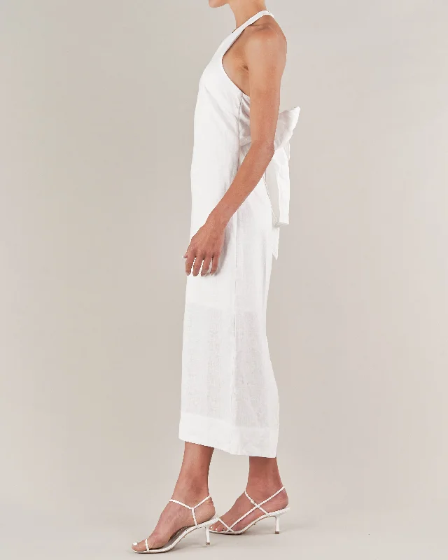 Santa Cruz Linen Halterneck Dress - White