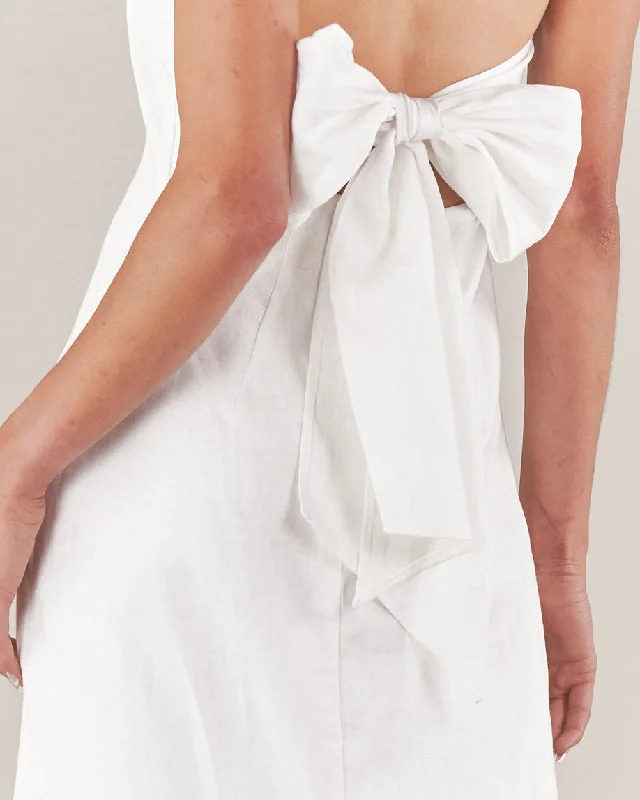 Santa Cruz Linen Halterneck Dress - White