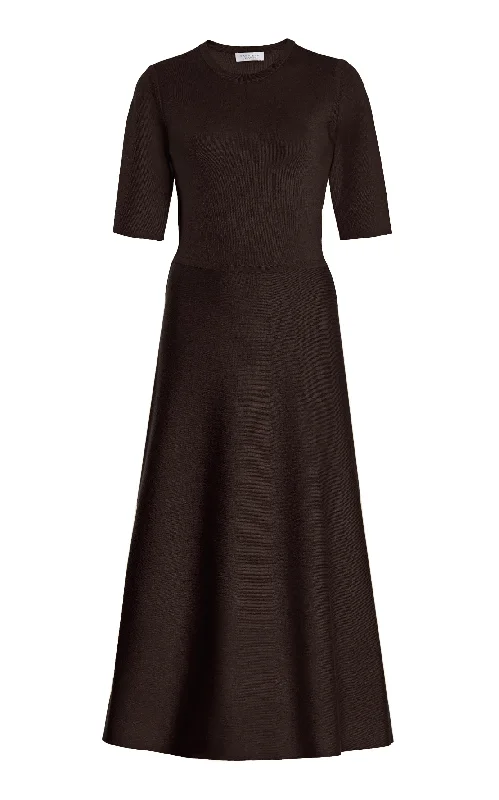 Seymore Knit Dress in Chocolate Merino Wool Cashmere