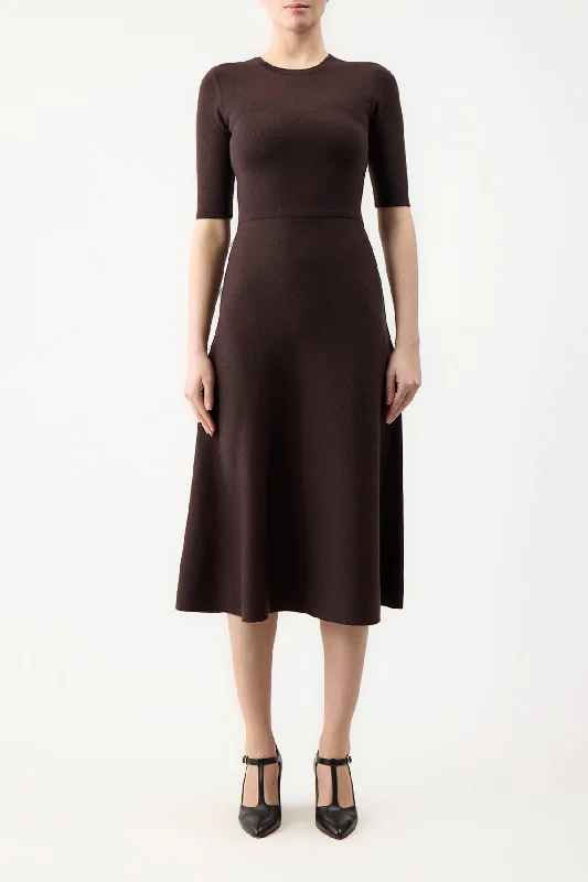 Seymore Knit Dress in Chocolate Merino Wool Cashmere