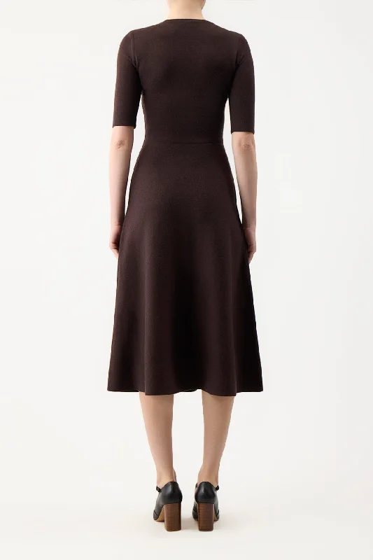 Seymore Knit Dress in Chocolate Merino Wool Cashmere