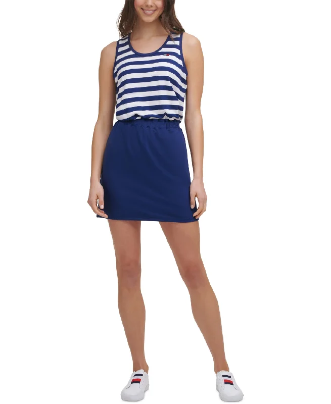 Tommy Hilfiger Women's Sleeveless Scoop Neck Mini Dress Blue Size X-Small