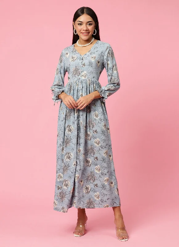 Women Blue Floral Printed Dress