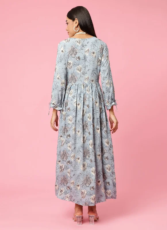 Women Blue Floral Printed Dress