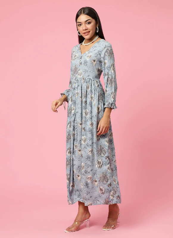 Women Blue Floral Printed Dress